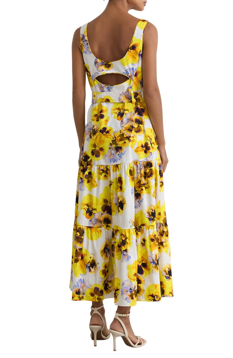 Reiss Erin Floral Belted Midi Sundress, Alternate, color, Yellow