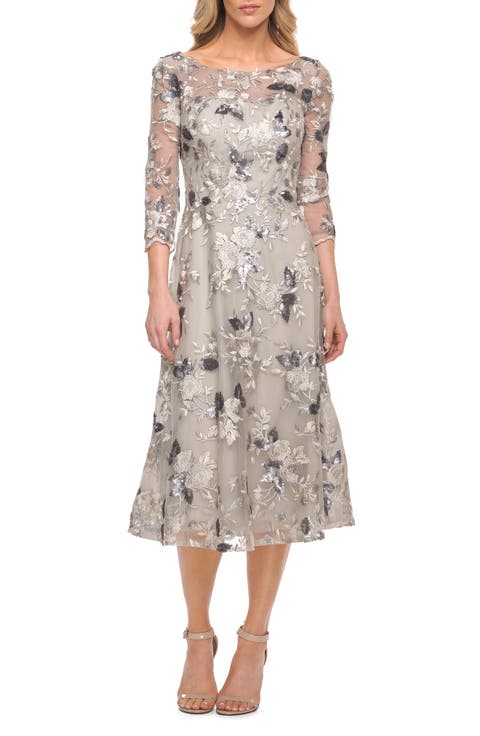 Embroidered Lace Fit & Flare Dress