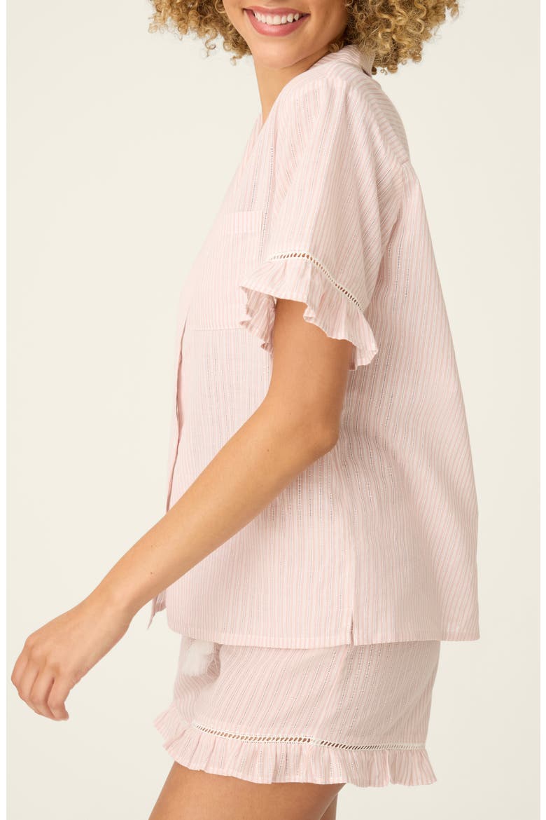 On Cloud Nine Ruffle Trim Cotton Button-Up Pajama Shirt, Alternate, color, SILVER ROSE