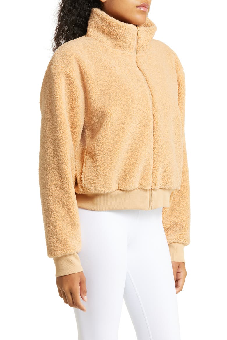 Brave the Elements Fleece Bomber Jacket, Alternate, color, BUTTERSCOTCH