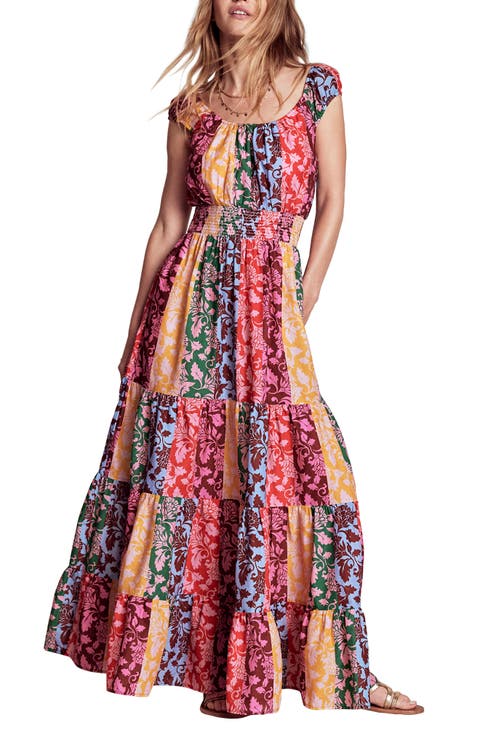 Convertible Neck Tiered Maxi Dress