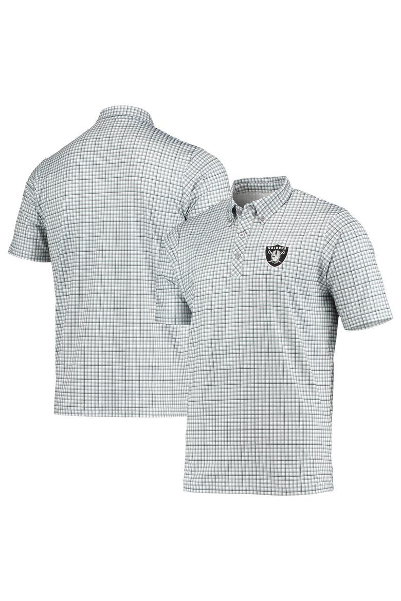 Men's Antigua Gray/Black Las Vegas Raiders Deliver Button-Down Polo, Alternate, color, White
