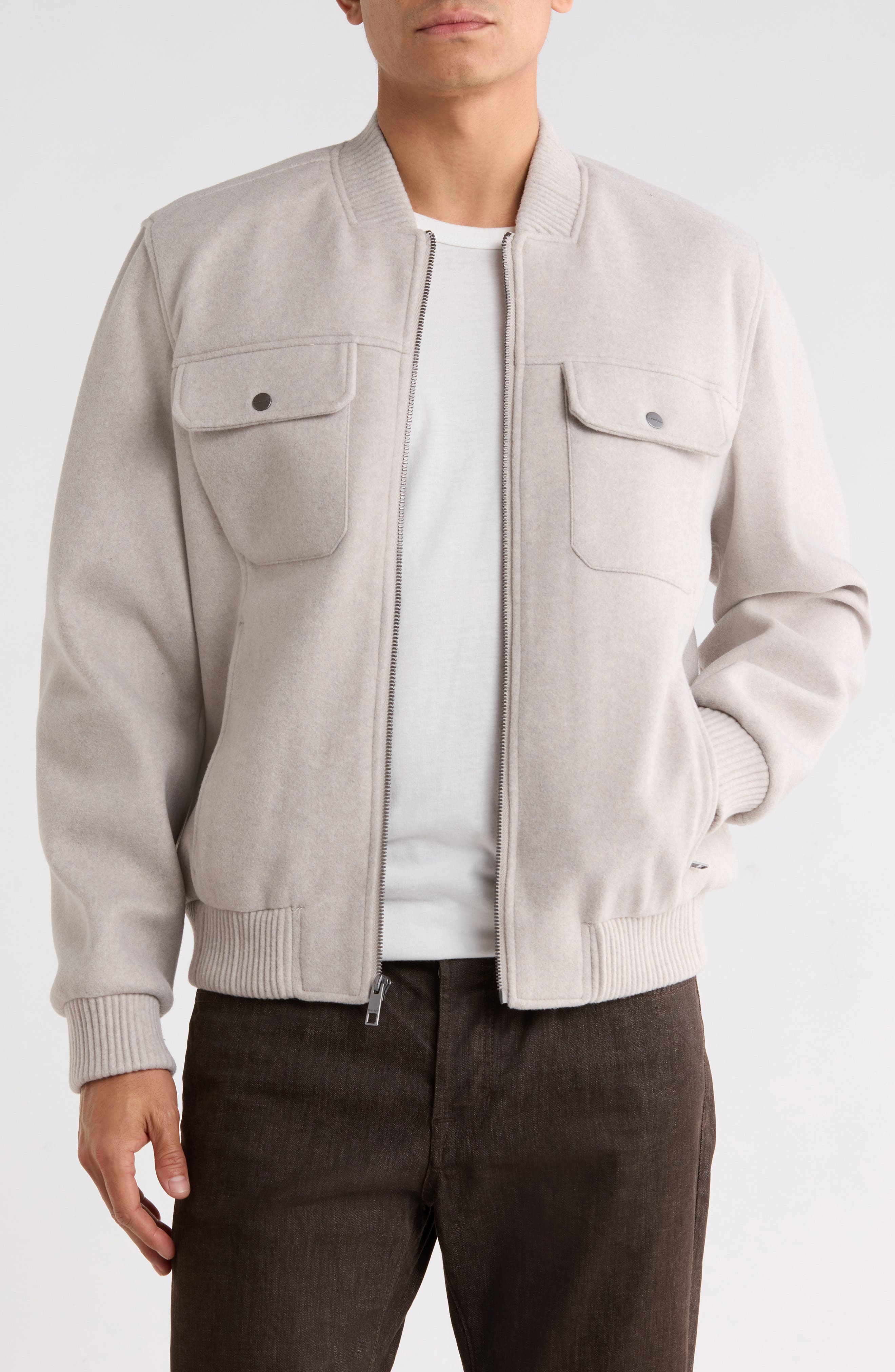 Faux Wool Bomber Jacket