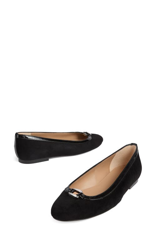 Lk Bennett Dollie Round Toe Suede Ballet Flat In Black