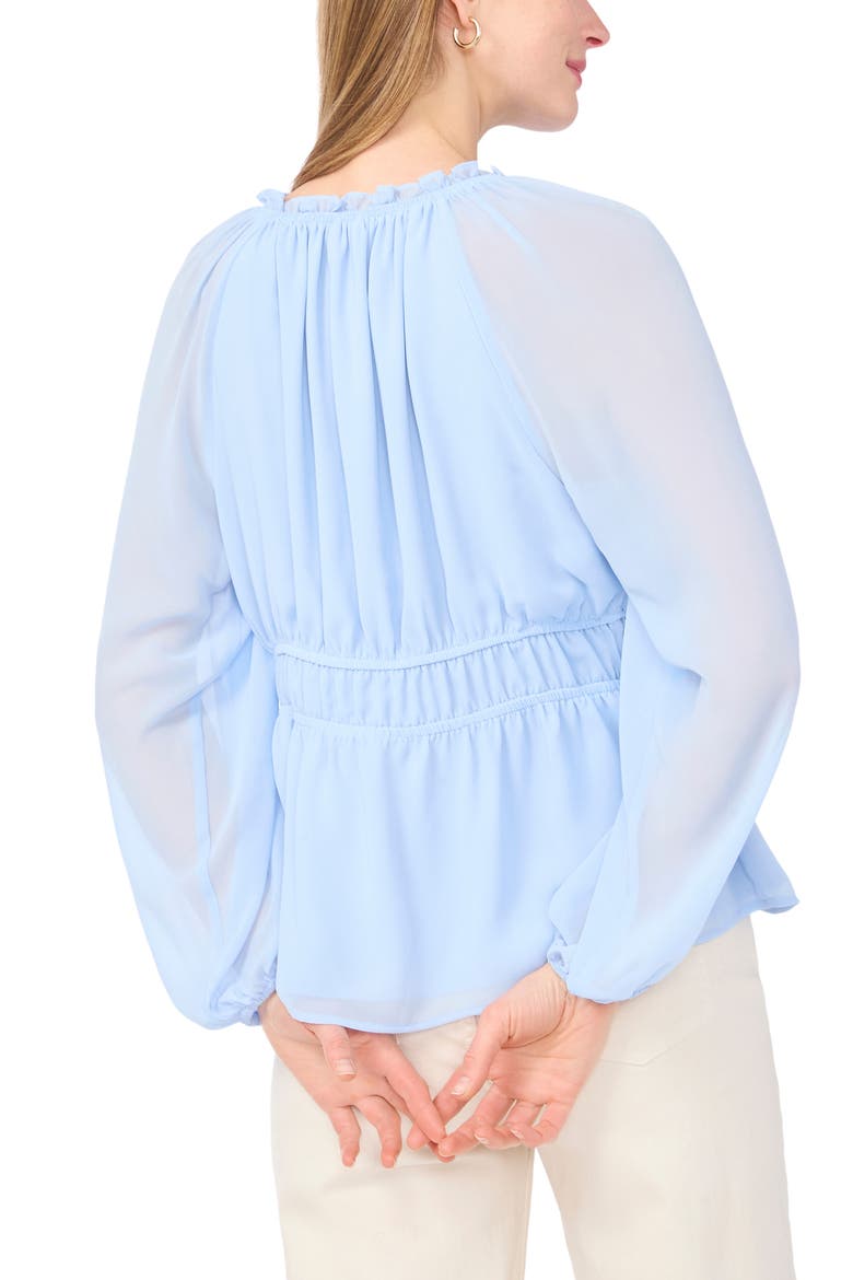 Semi Sheer Long Sleeve Peplum Top, Alternate, color, SKY