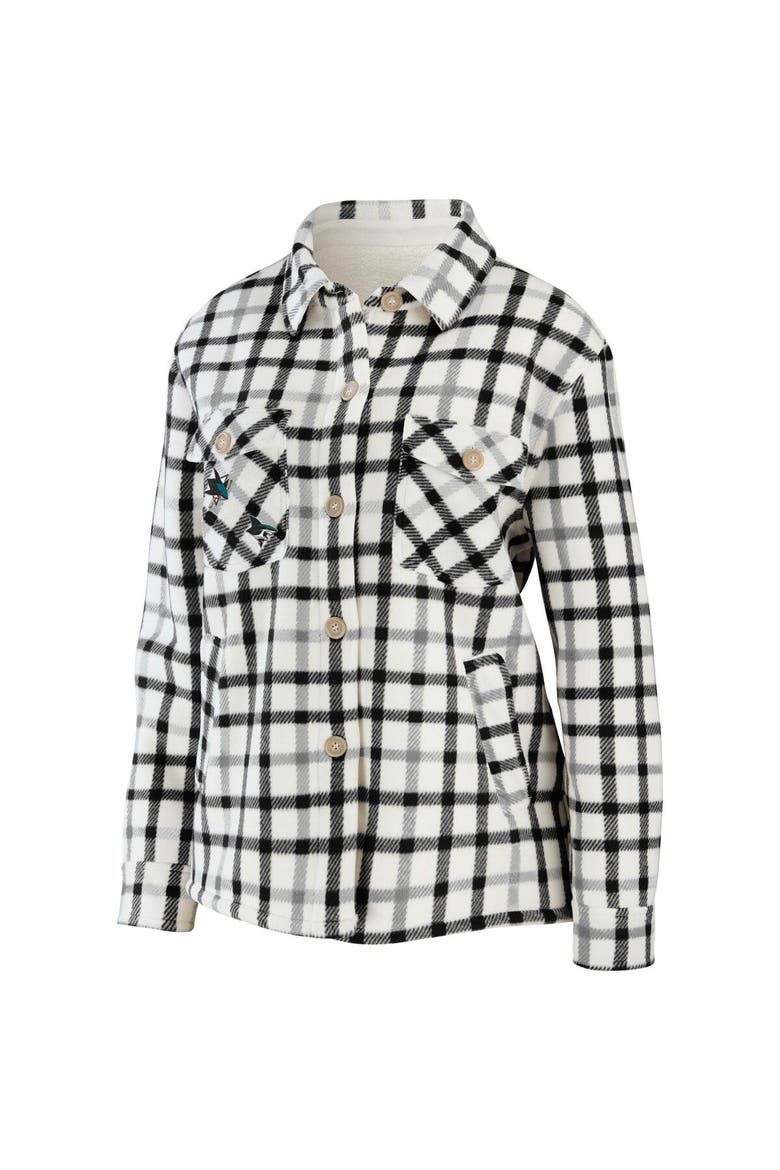 Women's WEAR by Erin Andrews Oatmeal San Jose Sharks Plaid Button-Up Shirt Jacket, Alternate, color, Oatmeal