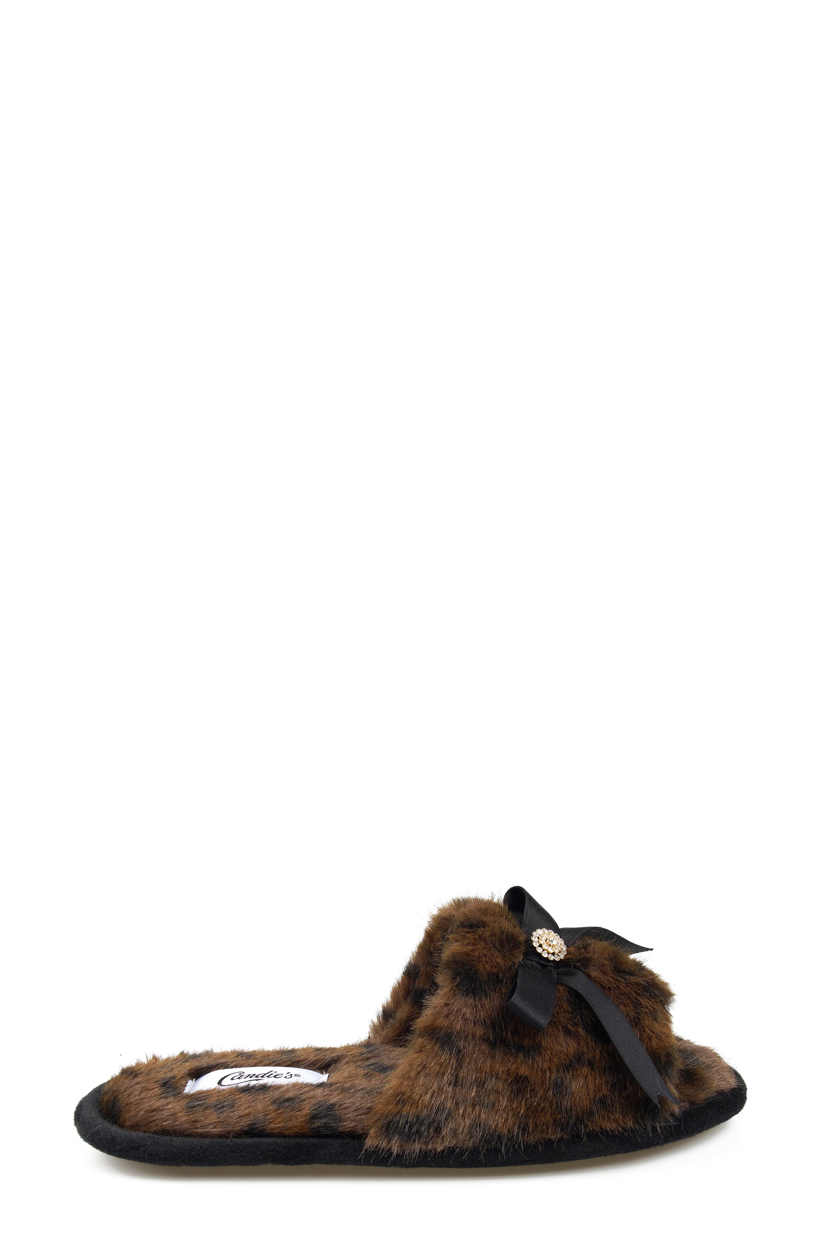 Candie's Wendy Faux Fur Slide Sandal, Alternate, color, Brown