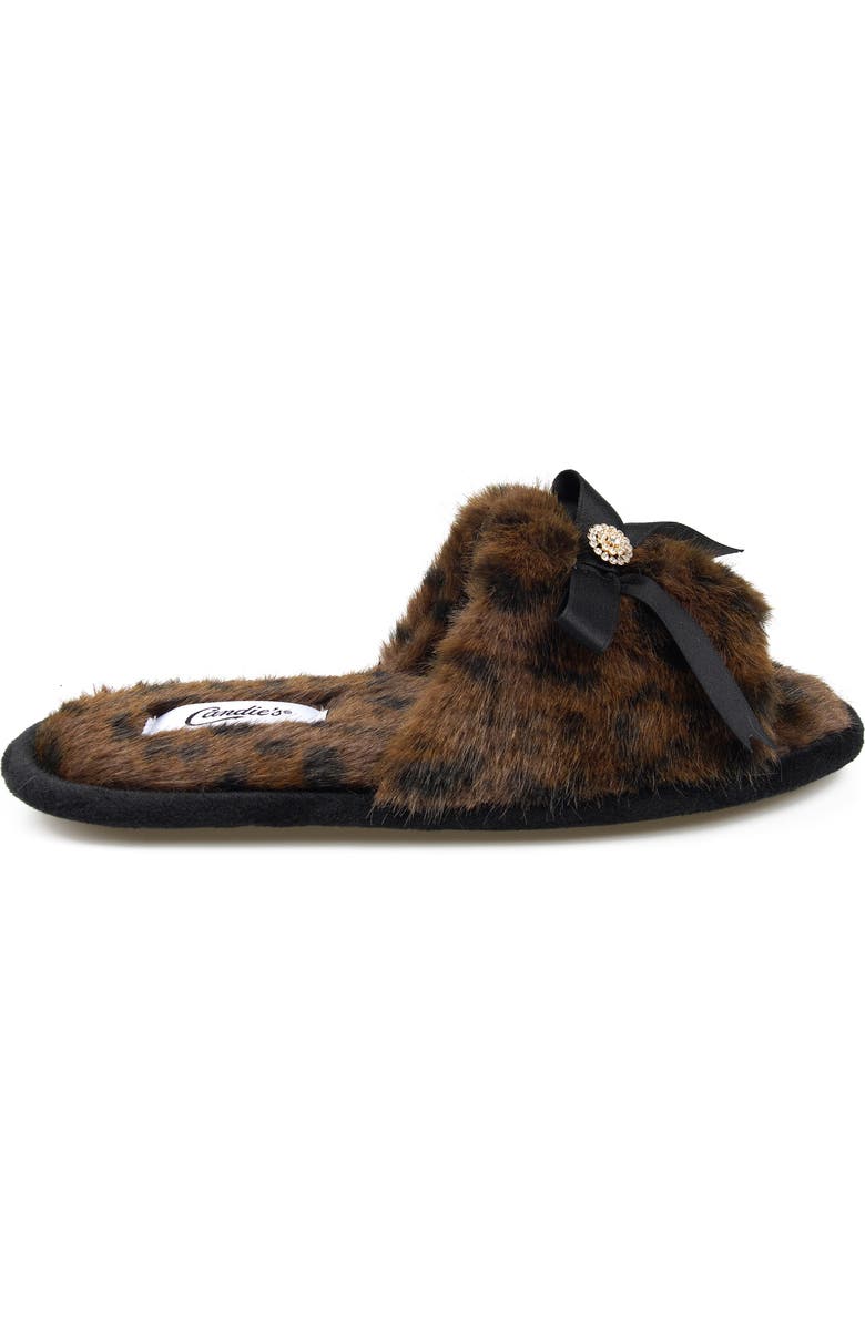 Candie's Wendy Faux Fur Slide Sandal, Alternate, color, Brown