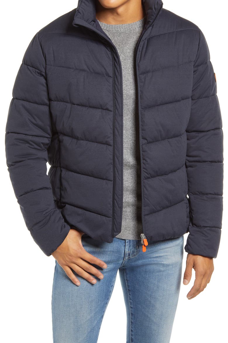 Waterproof Puffer Jacket, Main, color, BLUE BLACK MELANGE
