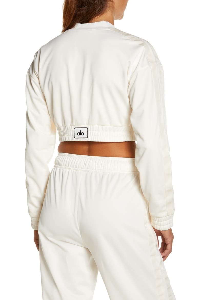 Prizewinner Crop Bomber Jacket, Alternate, color, IVORY