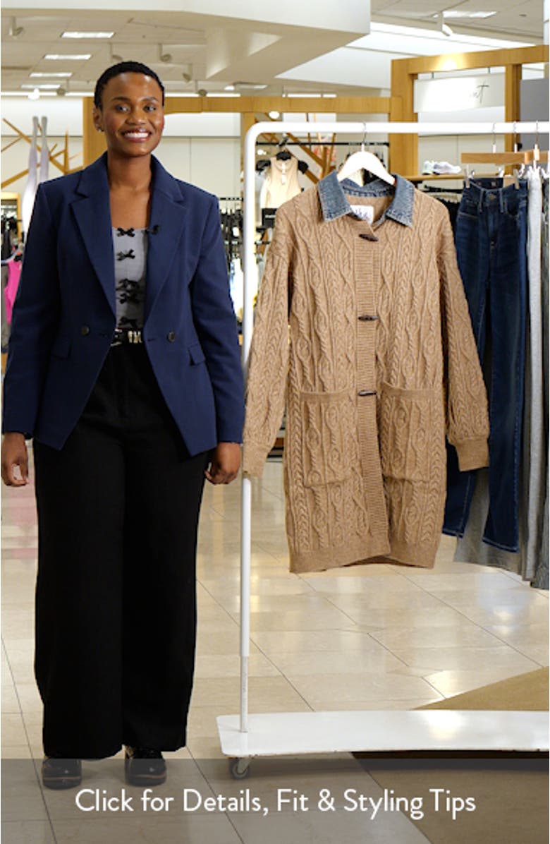 Denim Collar Cable Long Cardigan, sales video thumbnail