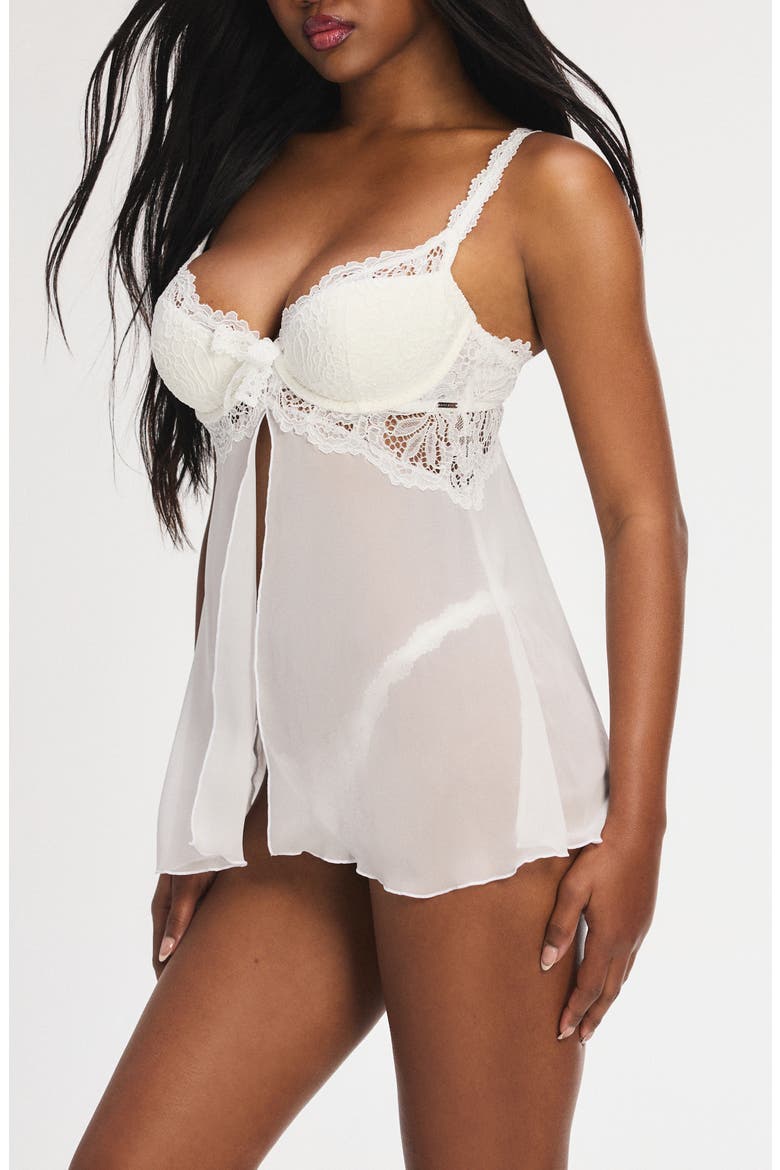 Romantic Corded Lace Padded Demi Chemise, Alternate, color, HAZY WHITE