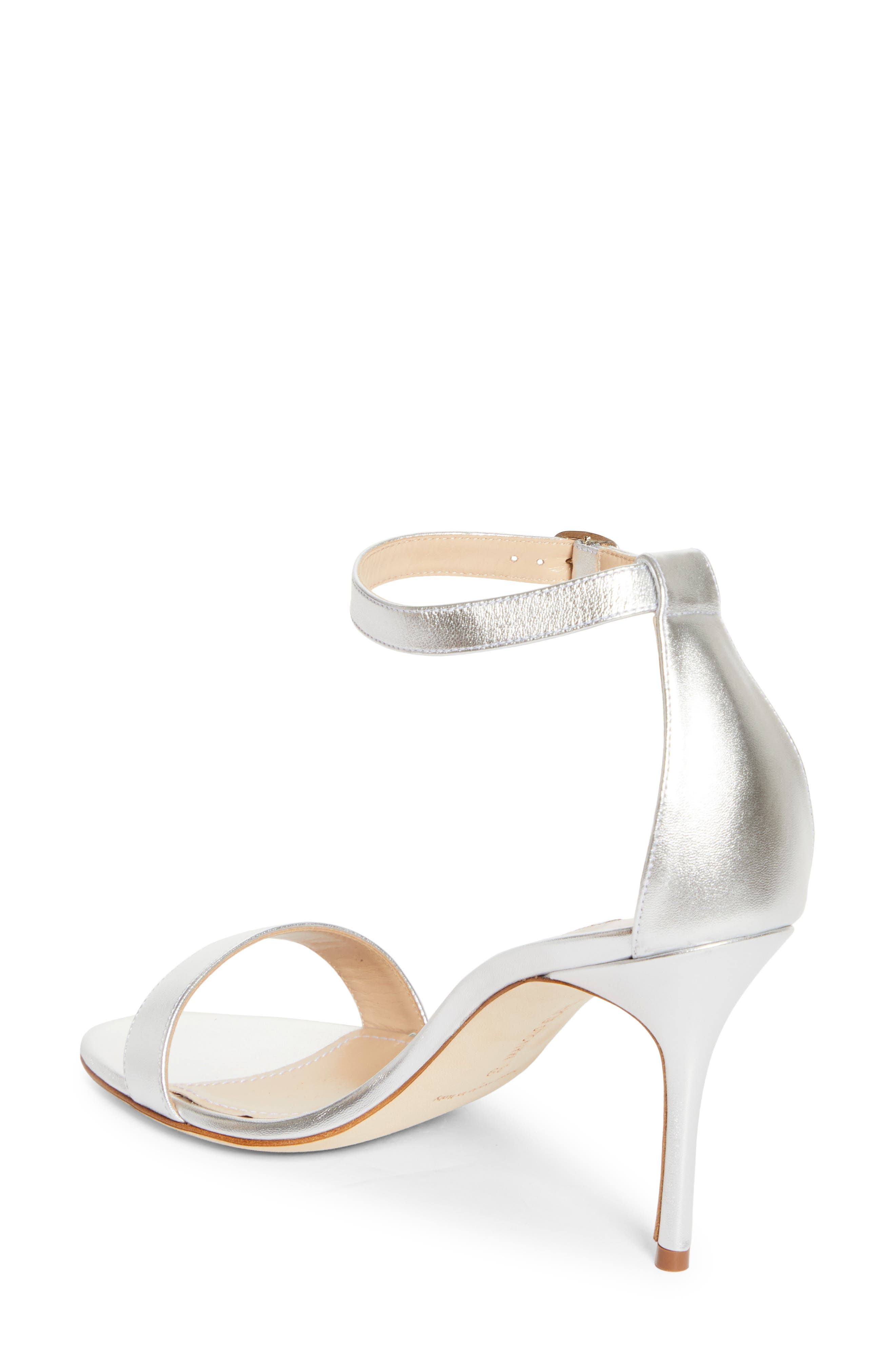 Manolo Blahnik Chaos Ankle Strap Sandal, Alternate, color, Metallic Silver