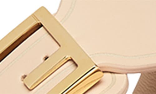 Fendi F Buckle Leather Slide Sandals In Buff