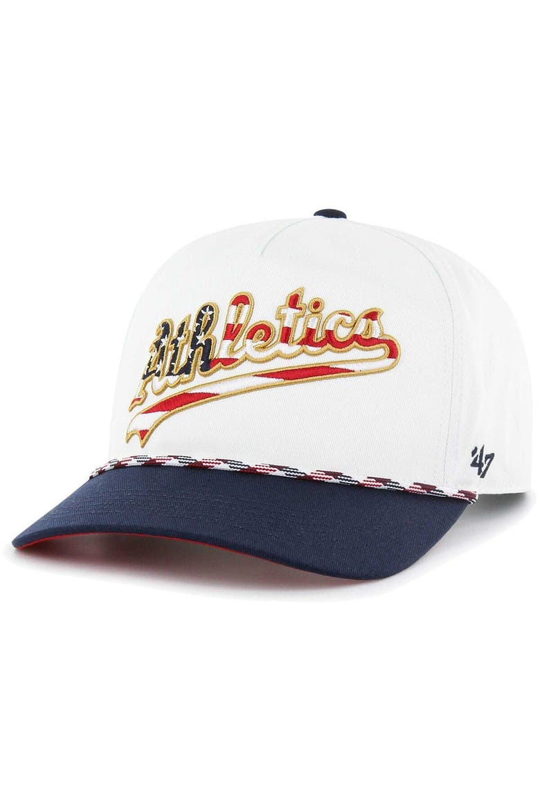 Men's '47 White Oakland Athletics Flag Script Hitch Snapback Hat, Main, color, White