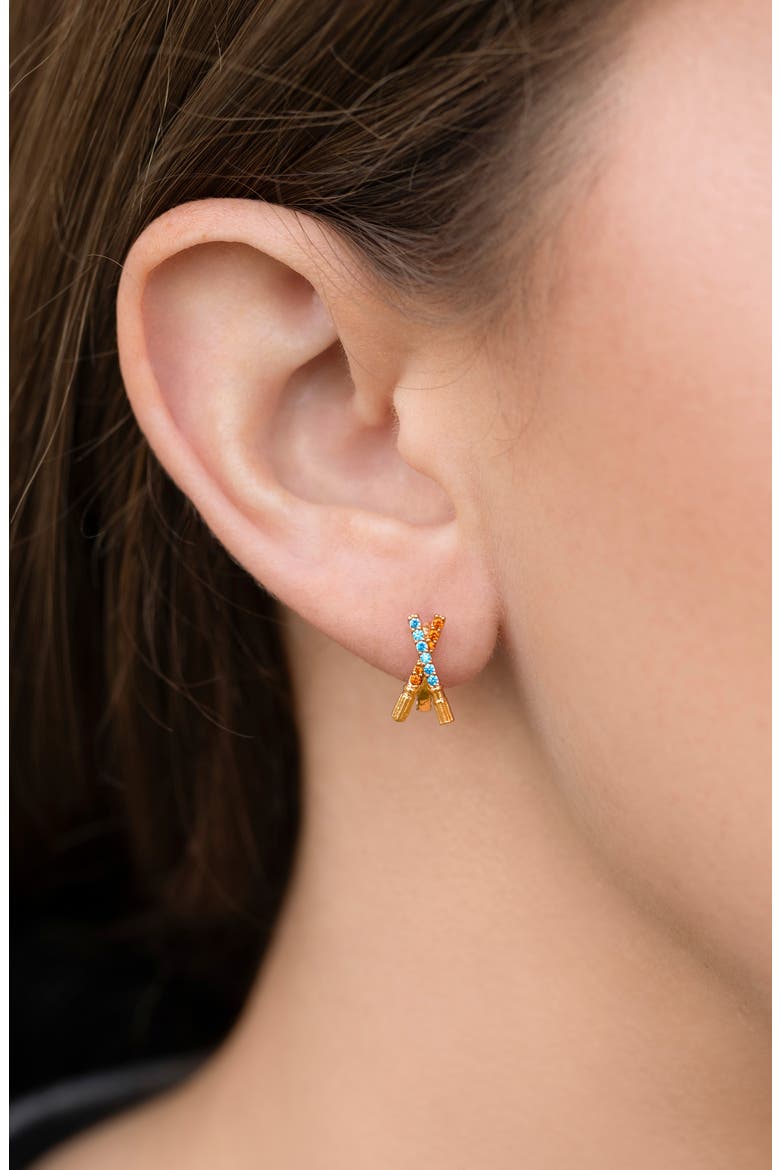 Star Wars™ Lightsaber Duel Cubic Zirconia Hoop Earrings, Alternate, color, GOLD