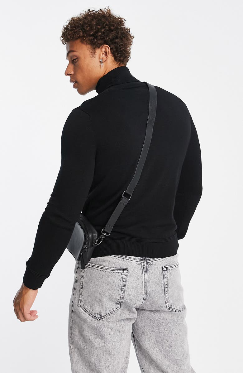 Topman Solid Cotton Turtleneck, Alternate, color,