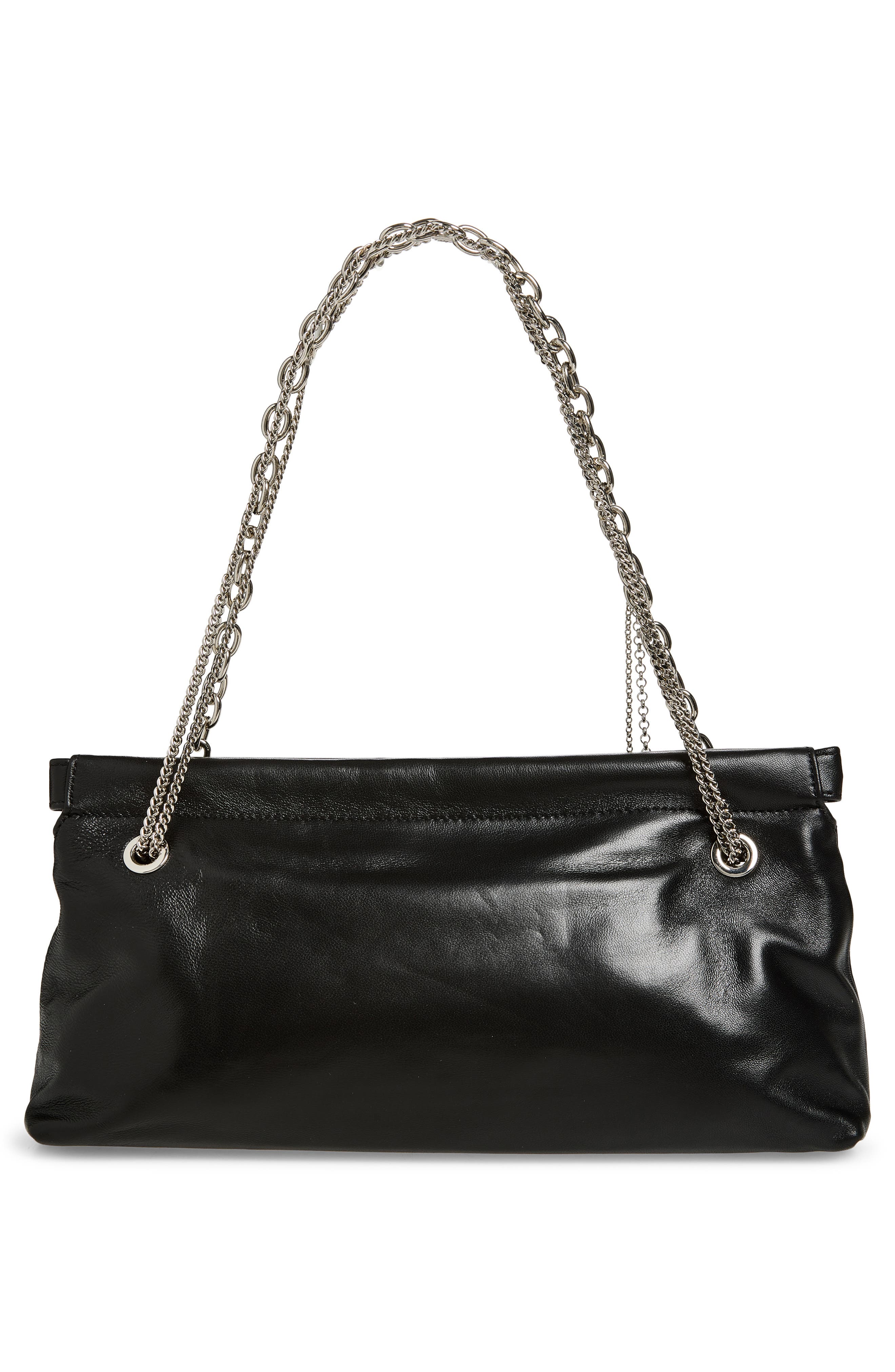 Flor Leather Chain Bag, Alternate, color, BLACK