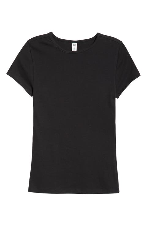 Stretch Cotton Blend Crewneck T-Shirt