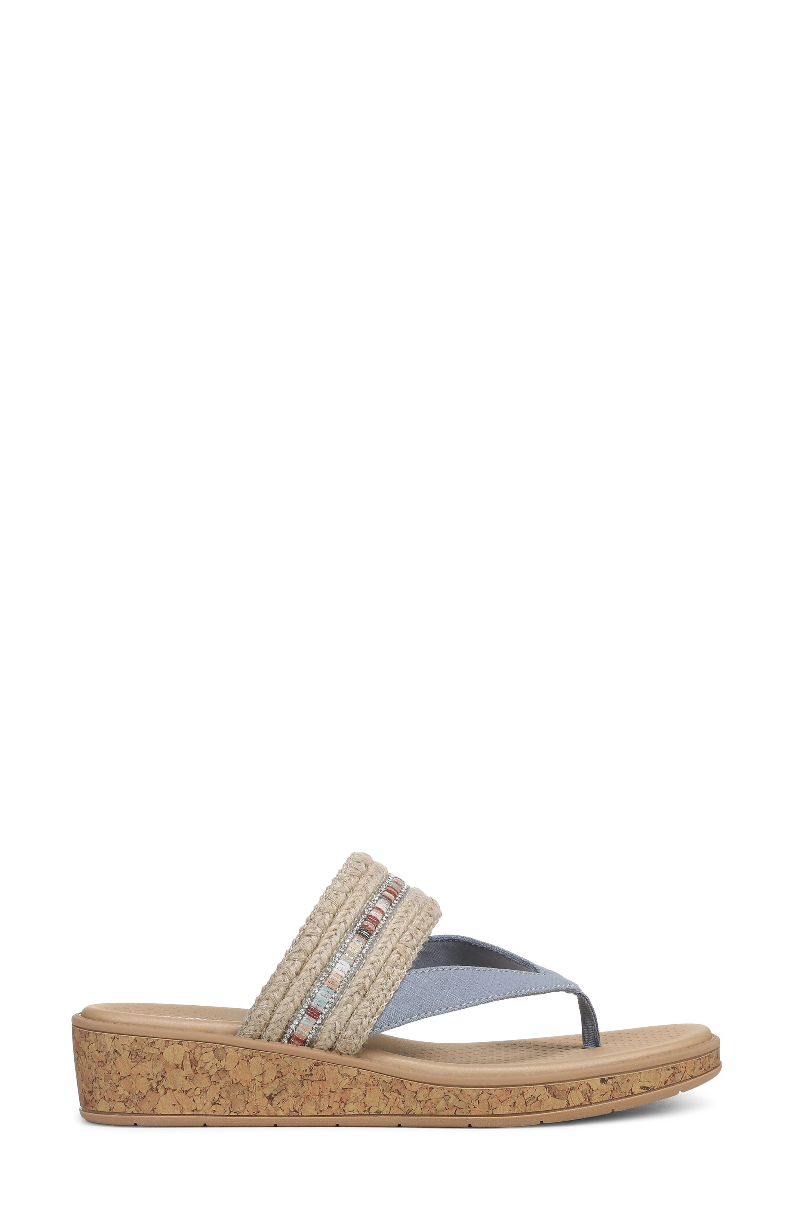 Birdie Wedge Flip Flop, Alternate, color, NATURAL TAN/ BLUE MULTI