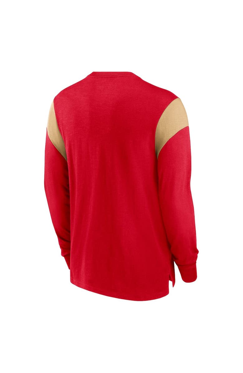 Nike Men's Nike Heathered Scarlet San Francisco 49ers Slub Rewind Playback Helmet Long Sleeve T-Shirt, Alternate, color, Heather Red