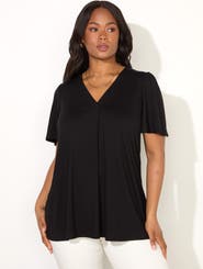 Live Unlimited Jersey Flutter Sleeve V-Neck T-Shirt