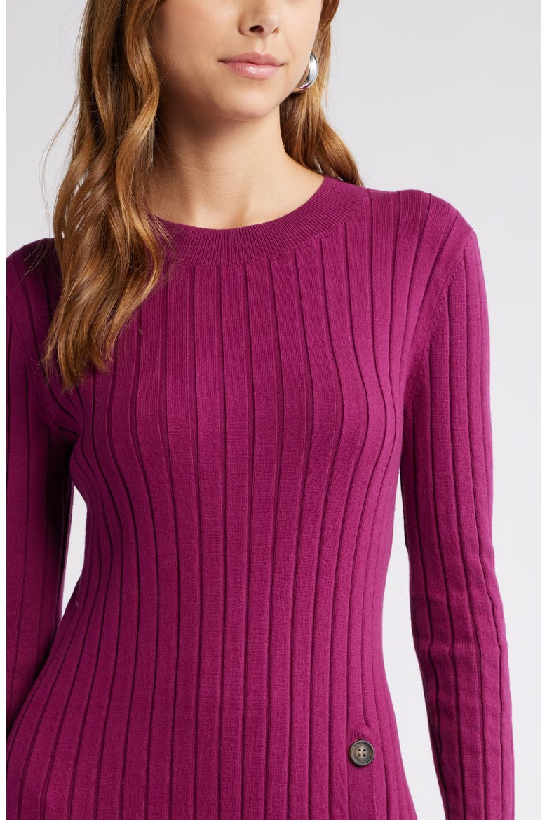 Women's Button Sweater Midi Dress, Alternate, color, PURPLE MAGENTA