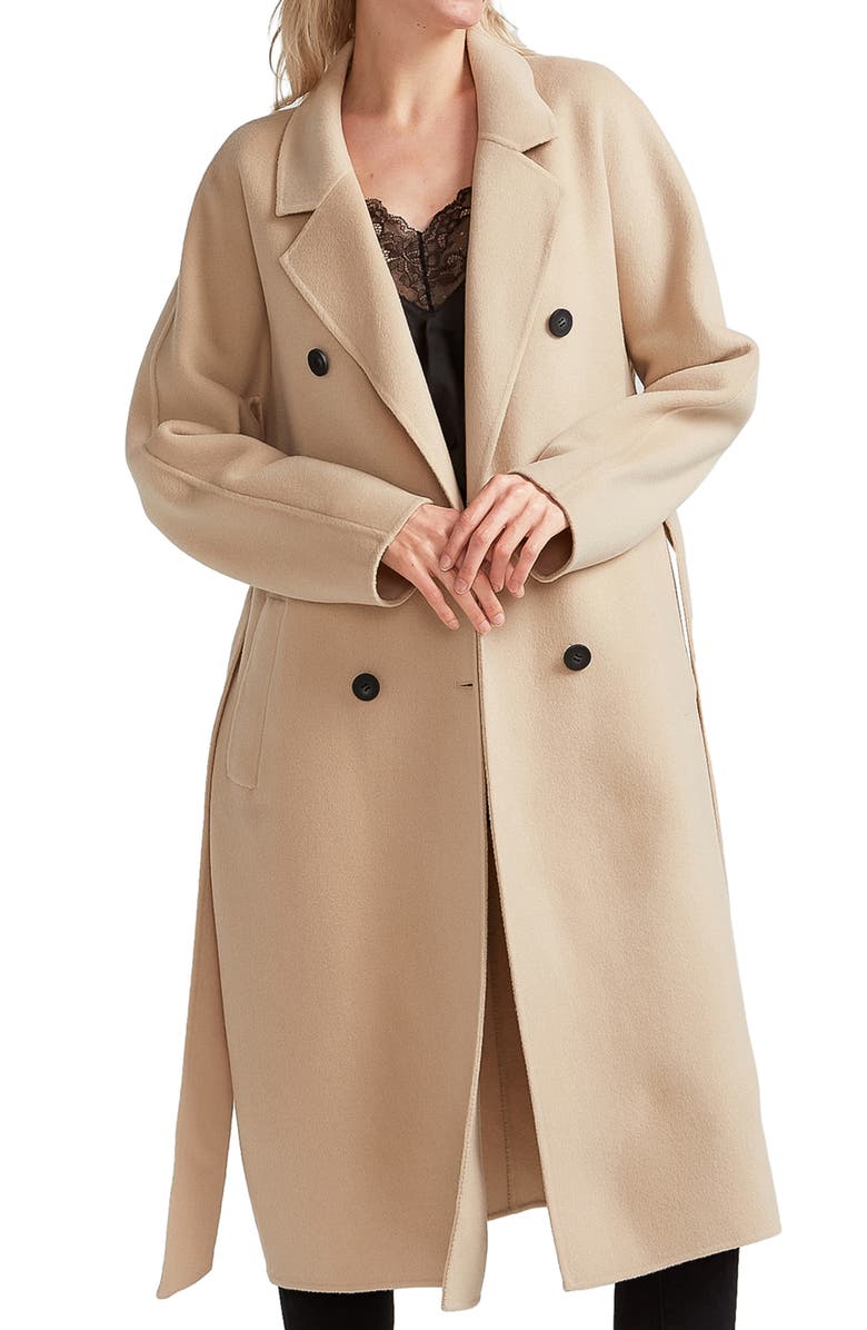 Belle & Bloom Boss Girl Double Breasted Wool Blend Coat, Alternate, color, Pale Oat