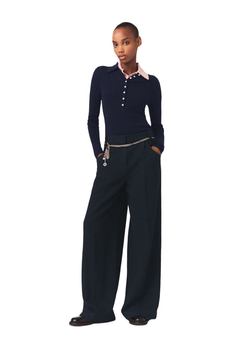 Tweed trousers, Alternate, color, Navy