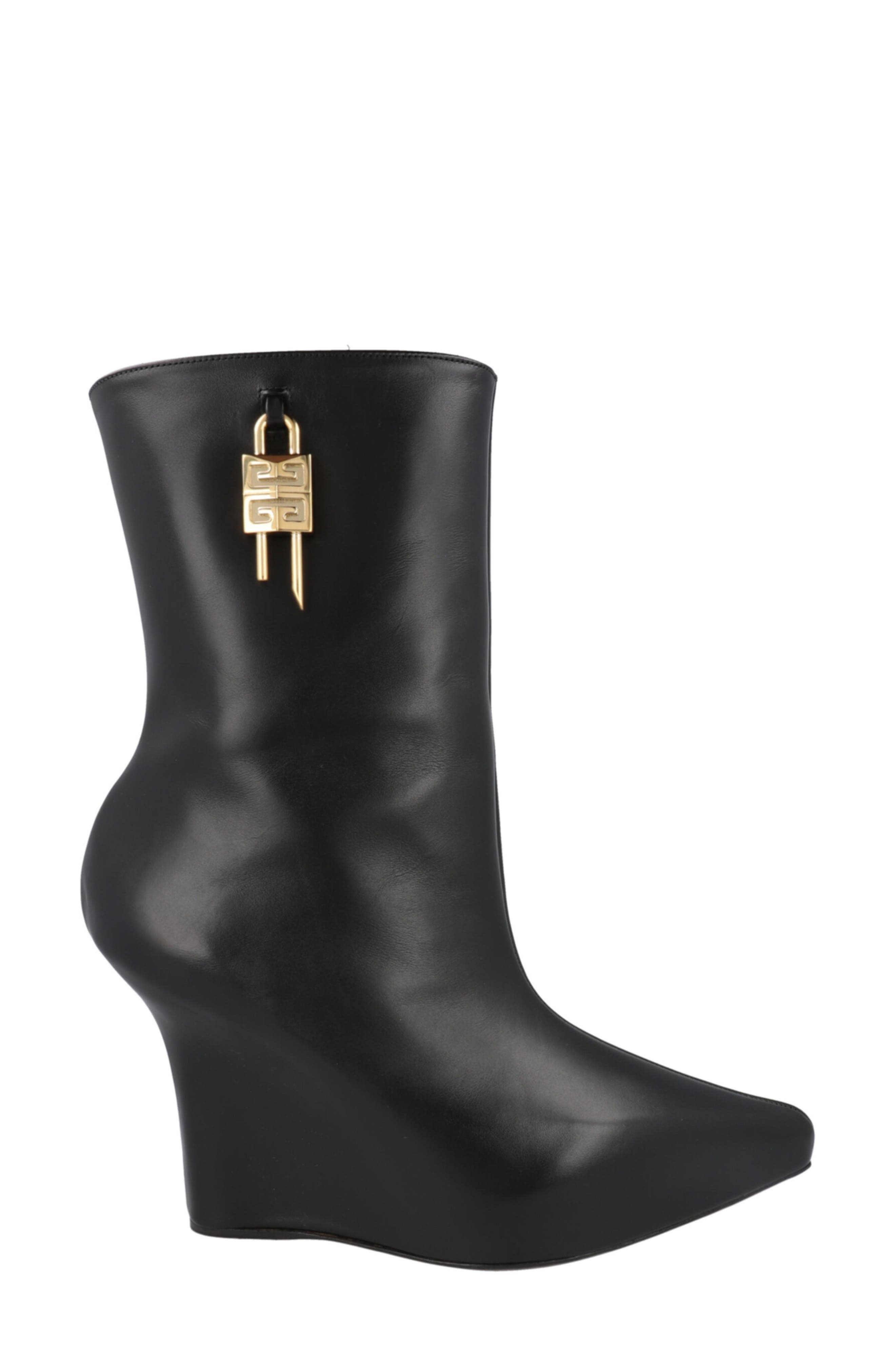 Givenchy G-Lock Leather Wedge Boot, Alternate, color, Black