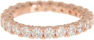 SUZY LEVIAN Rose Gold Plated Sterling Silver CZ Round Cut Eternity Band Ring