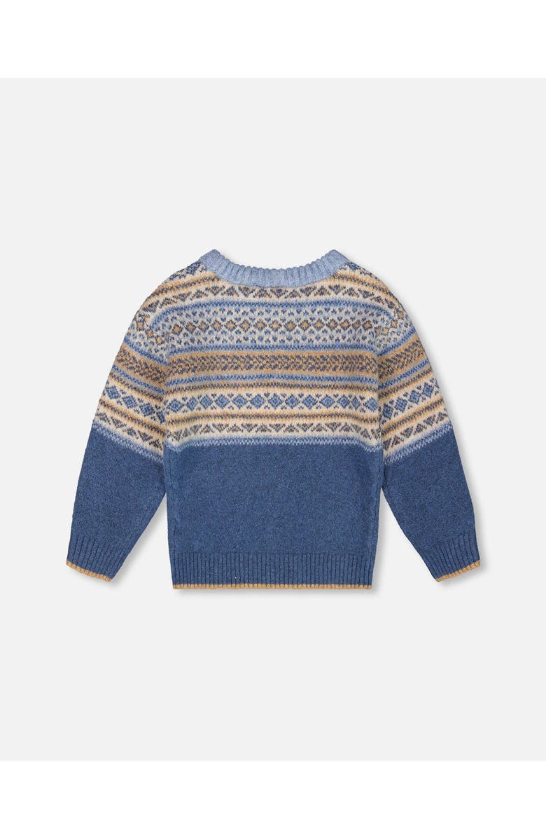 Deux par Deux Norwegian Jacquard Knit Sweater, Alternate, color, Blue And Cream