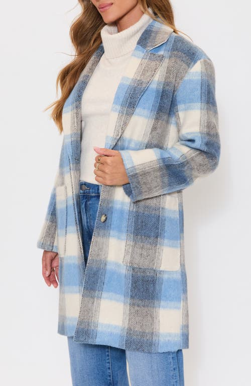 Vici Collection Geneva Brushed Plaid Coat In Blue