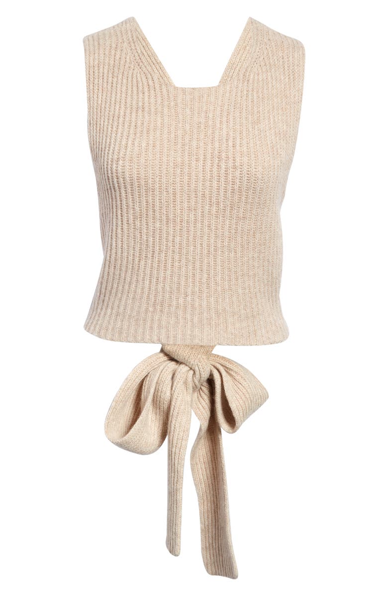 Ganni Back Bow Sleeveless Sweater, Main, color, 
