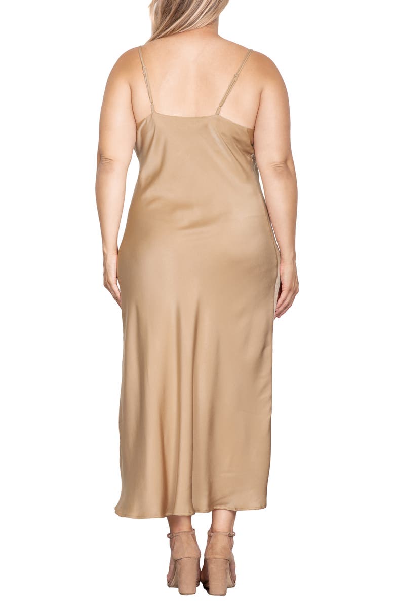 Standards & Practices Cowl Neck Satin Dress, Alternate, color, Mocha Tan