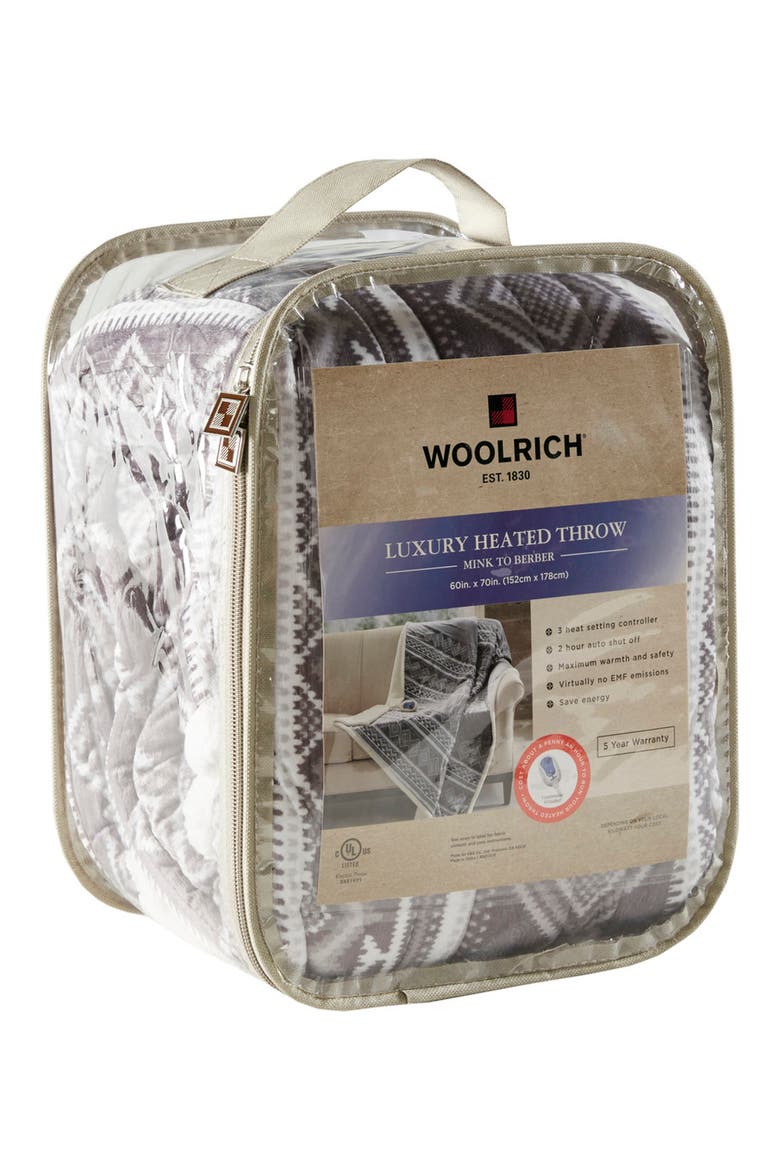 Woolrich Anderson Oversized Heated Throw - 60" x 70", Alternate, color, GREY