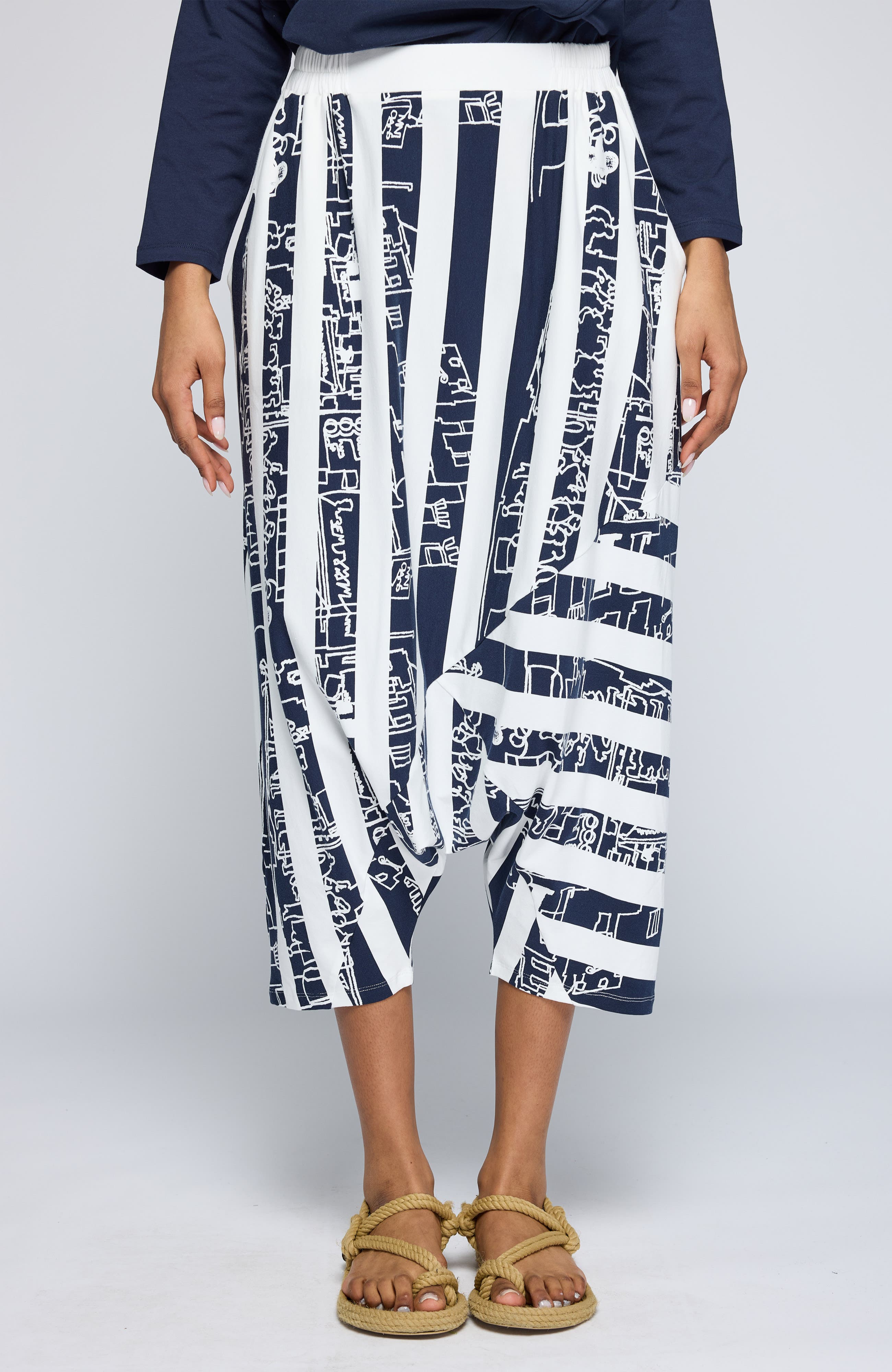 Thessaly Striped Jersey Harem Pants - image 3