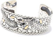 SAMUEL B. 18k Gold & Sterling Silver Dragon Cuff Bracelet