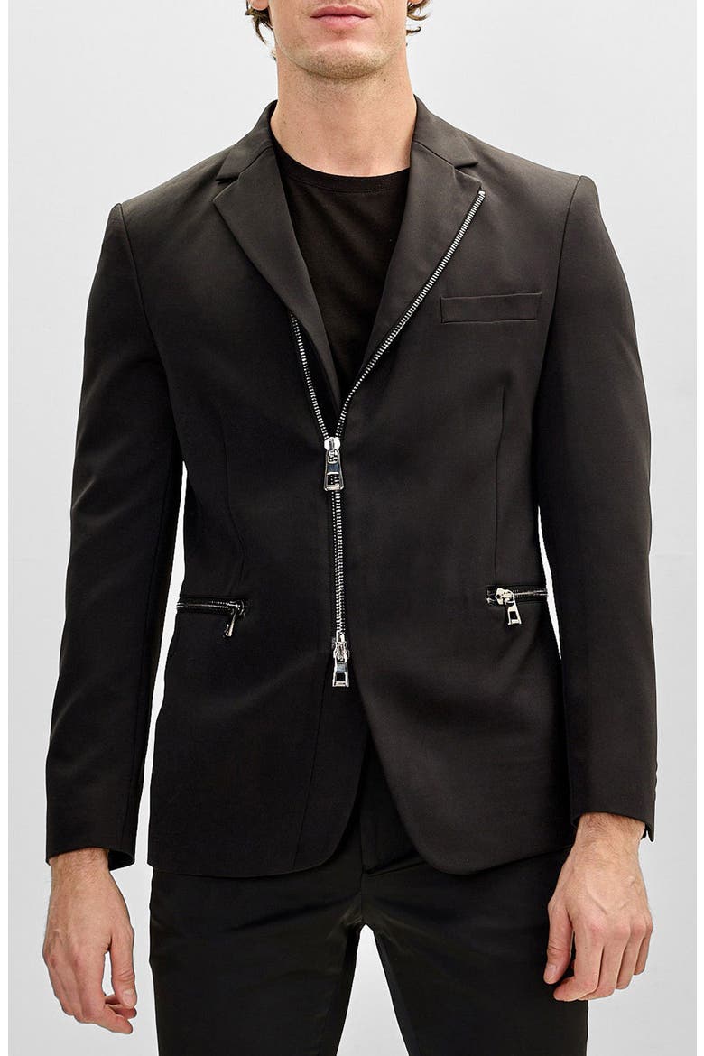 Everyday Two Way Zip Blazer, Main, color, BLACK