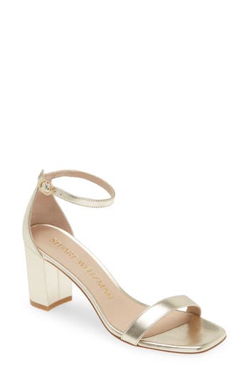Stuart Weitzman Nudistcurve Block Heel Sandal In Silver