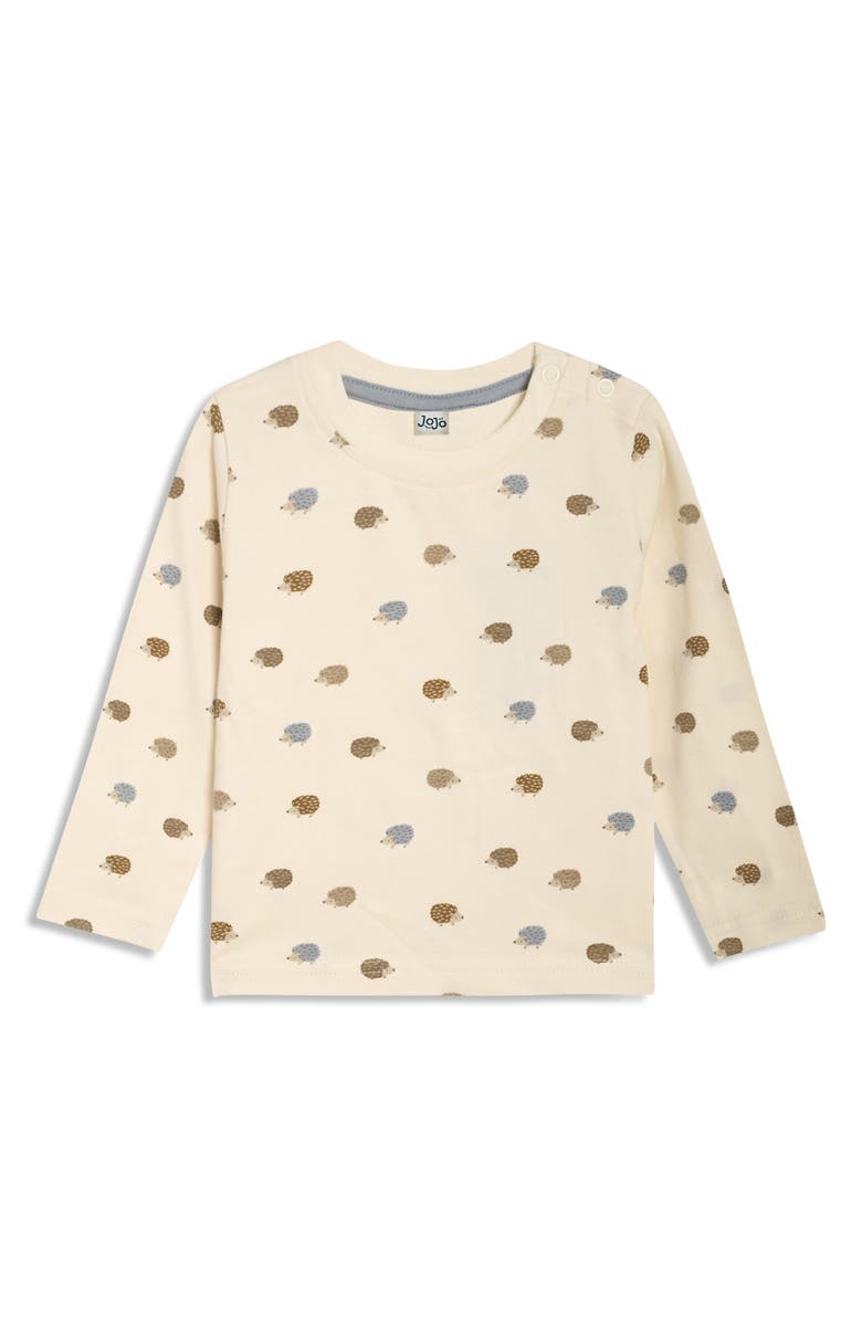 JOJO MAMAN BEBE Hedgehog Appliqué Long Sleeve T-Shirt & Overalls Set, Alternate, color,