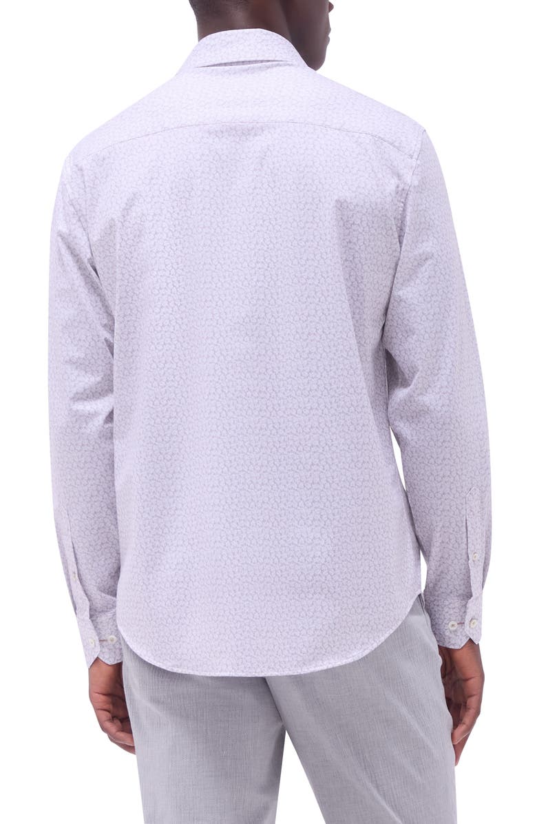 Bugatchi James OoohCotton<sup>®</sup> Leaf Print Button-Up Shirt, Alternate, color, Sand