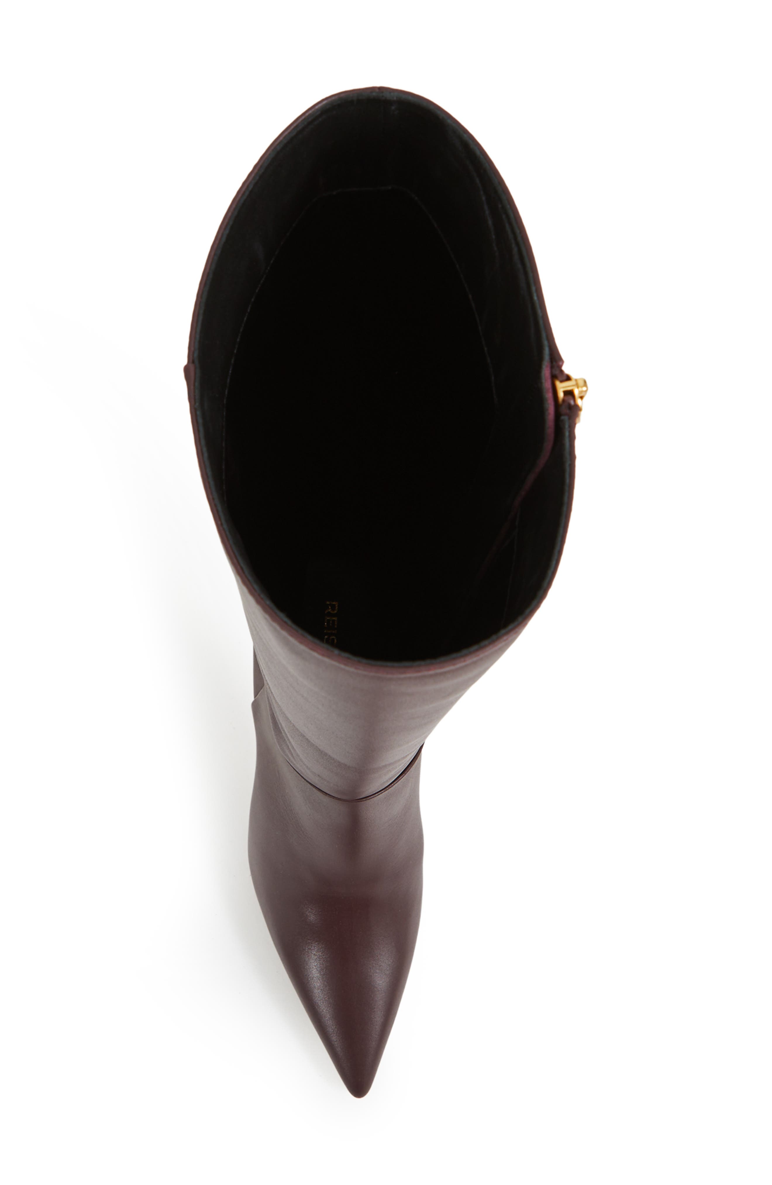 Reiss Bianca Pointed Toe Knee High Boot, Alternate, color, Burgundy
