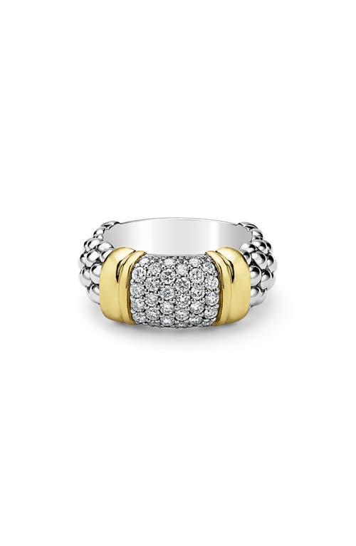 Lagos Signature Caviar Pavé Diamond Ring, 9mm In Two-tone