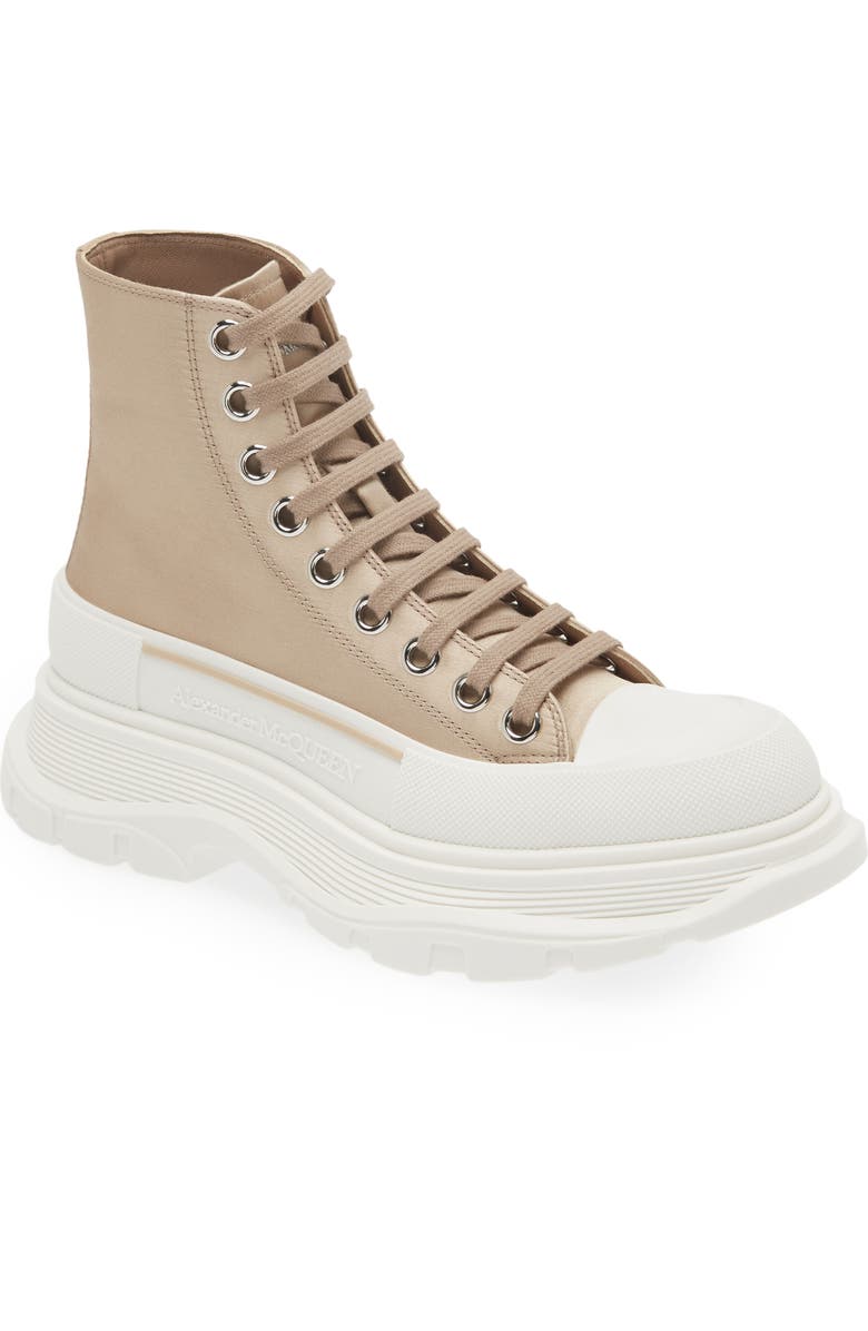 McQueen Tread Slick Satin High Top Sneaker, Main, color,