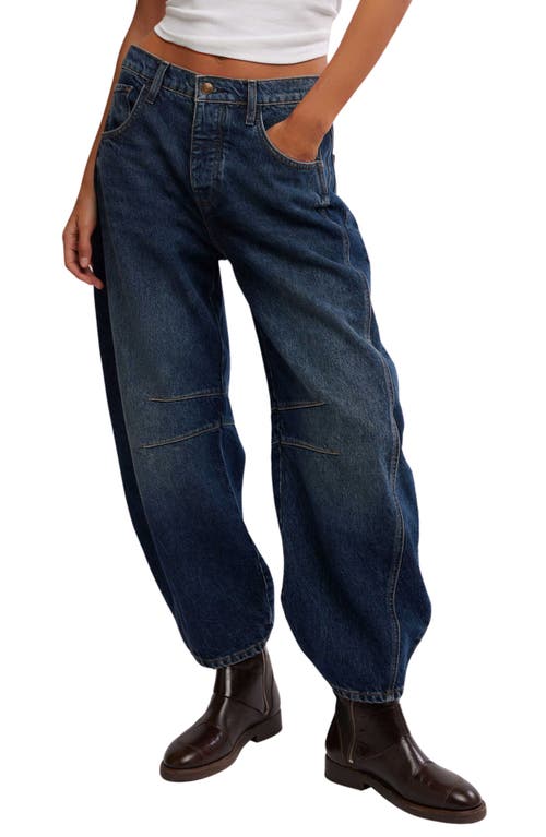 Shop Free People Good Luck Barrel Jeans In Deep End