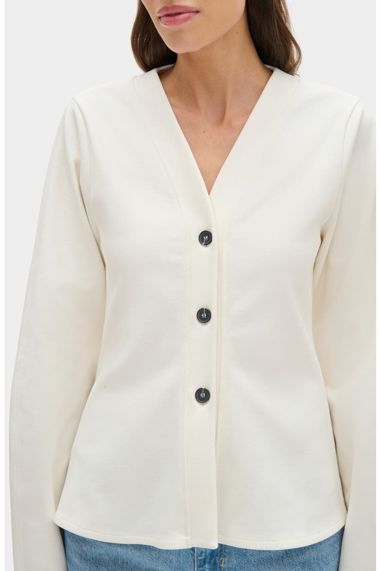 Azalea Ponte Peplum Top, Alternate, color, WHITE