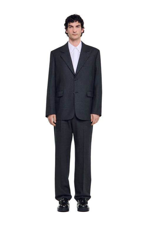 Sandro Wool Suit Jacket In Gray