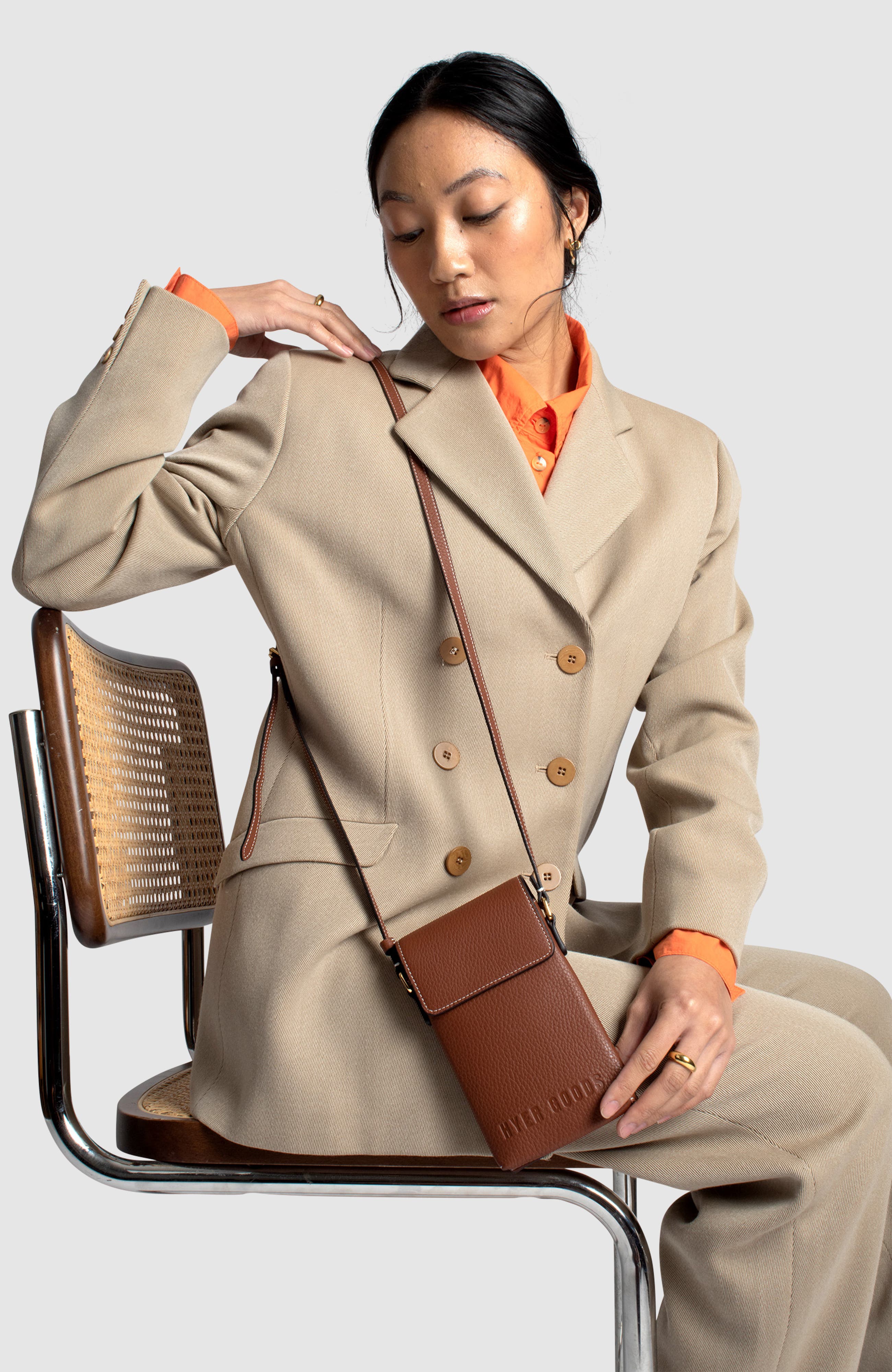 HYER GOODS Upcycled Leather Crossbody Phone Sling, Alternate, color, 