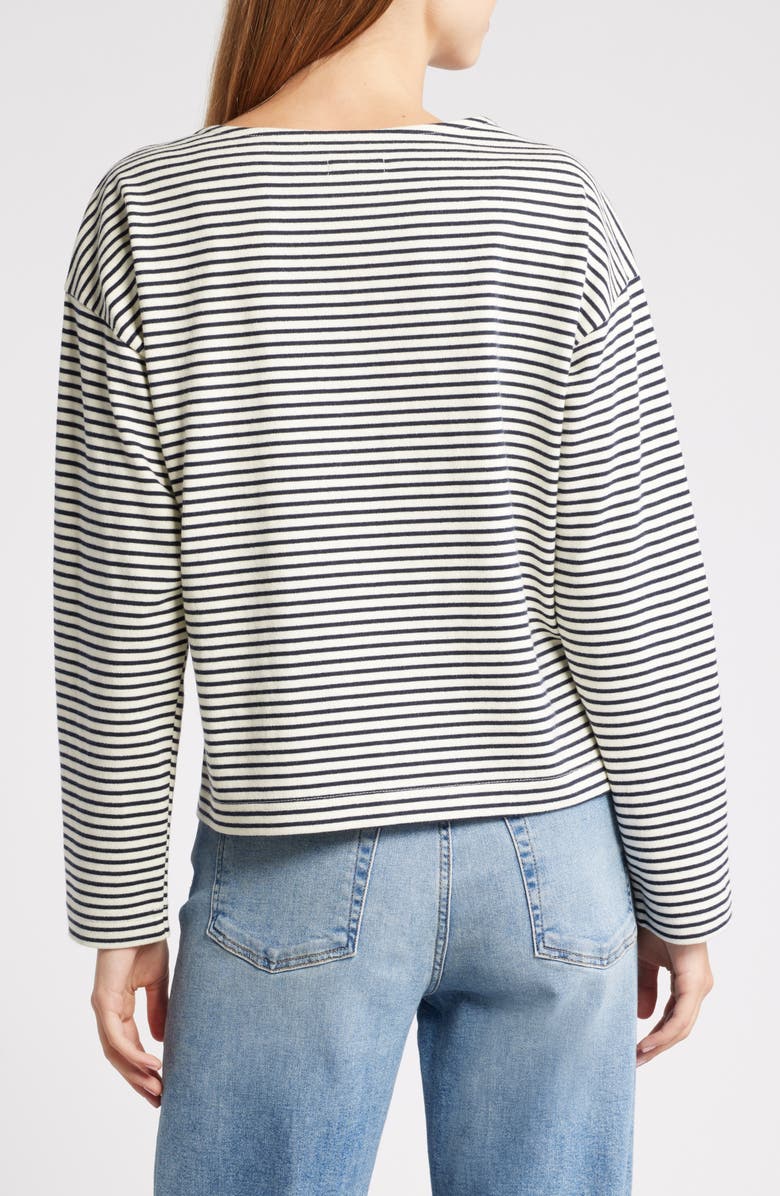 Rails Macy Stripe Long Sleeve Cotton T-Shirt, Alternate, color, Ivory Navy Micro Stripe